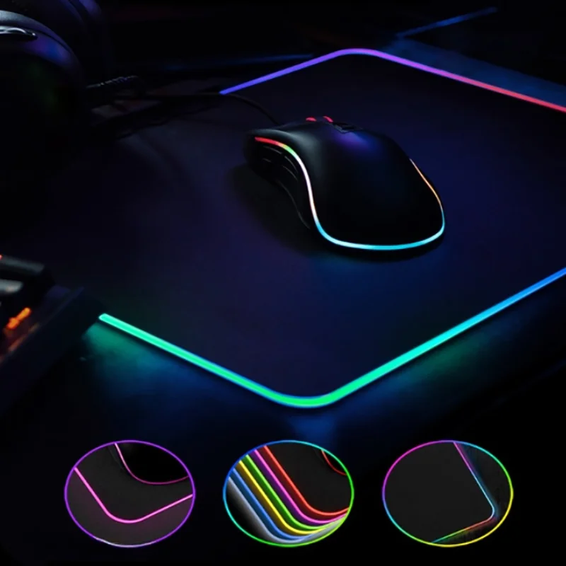 Imagem -03 - Rgb Gaming Mousepad Lua Bonito Mousemat Computador Led Grande Gamer Mousepads Xxl Teclado Almofadas de Mesa Luminosa Tapete do Mouse Retroiluminado