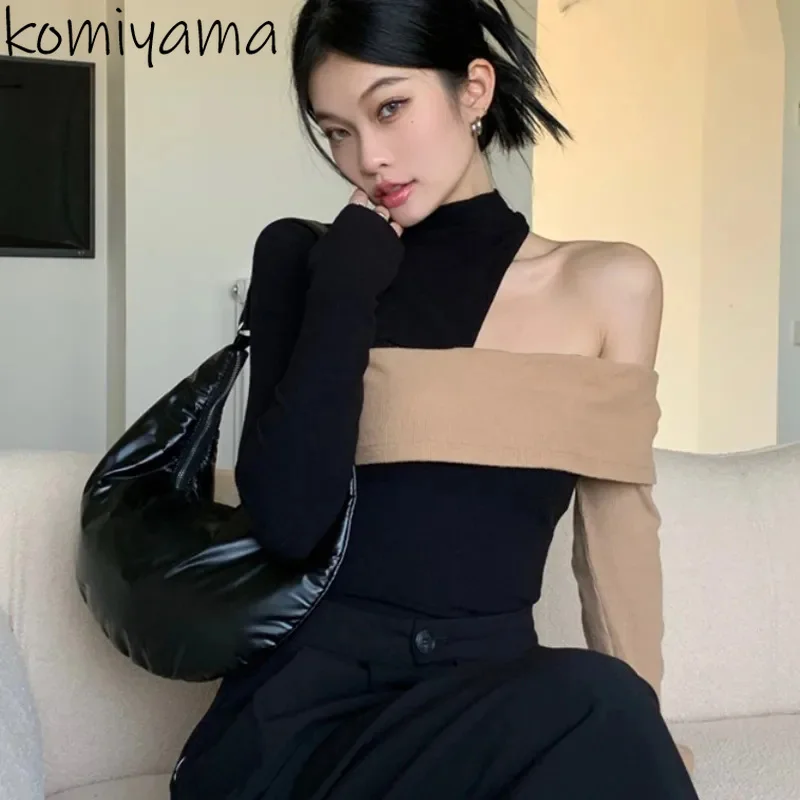 Sexy Off Shoulder Sweater Woman 2025 Outerwears Knitted Pullovers High Street Harajuku Y2K Ropa Mujer Autumn Winter Clothes