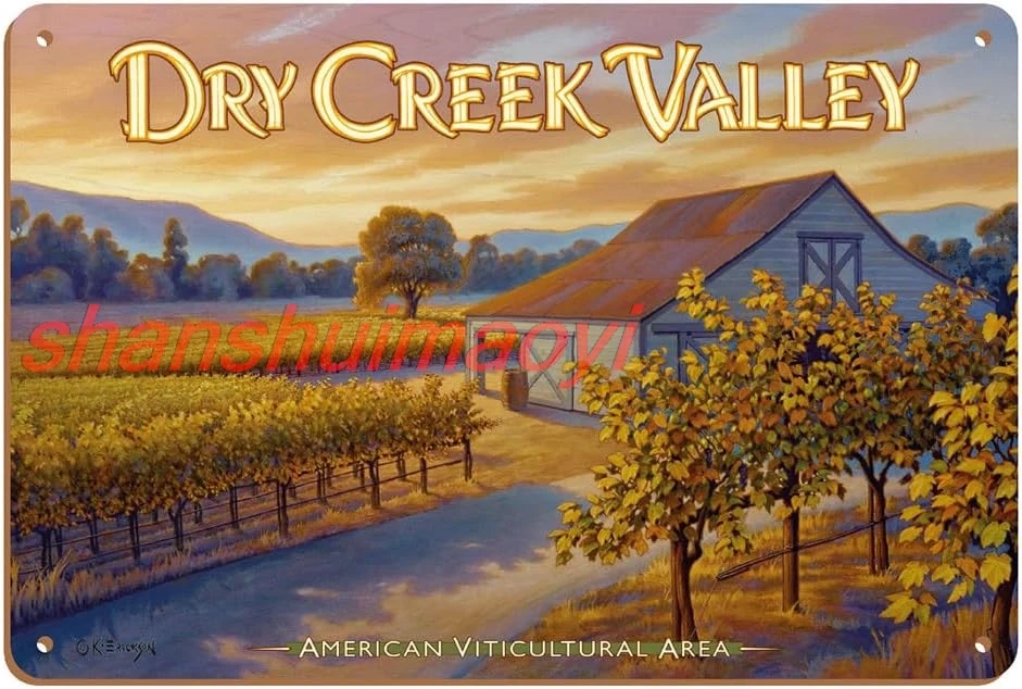 Dry Creek Valley Wineries - Along Dry Creek Road - California Vineyards Wine Country Art by Kerne Erickson - 8 x 12 inch Vi KYH