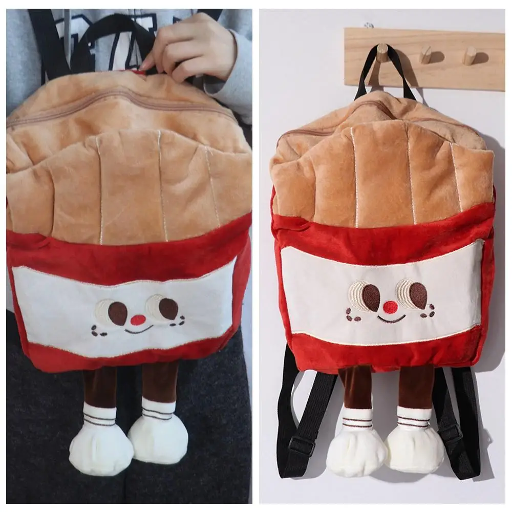 

Gift Large Capacity Plush French Fries Backpack Fluffy Plush Toy Cartoon Schoolbag Shoulders Bag Handbag Plush Backpack Travel