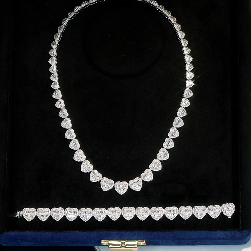 LUOWEND 100% 18K White Gold Necklace Luxury Elegant Style 7.50carat Real Natural Diamond Necklace for Women High Party Jewelry
