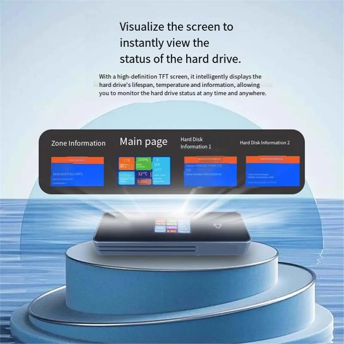 [AC18 Digital]/Intelligent M.2 Portable Solid State Drive Enclosure with Write Protection Dual Protocol Aluminum Alloy Screen