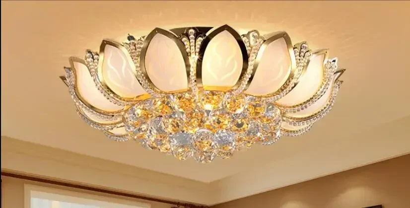 

Simple modern living room lamp, chandelier, bedroom air suction lamp, European lantern, round hall, household crystal lamp.