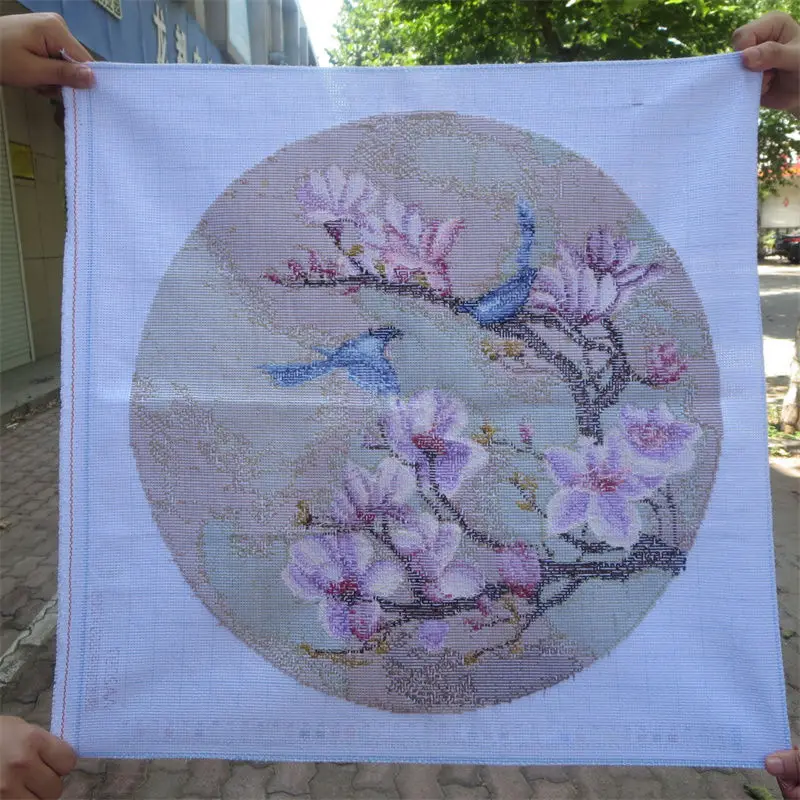 Handmade cross stitch finished product with bird songs, fragrant flowers, and orchid scenery. New style living room, bedroom