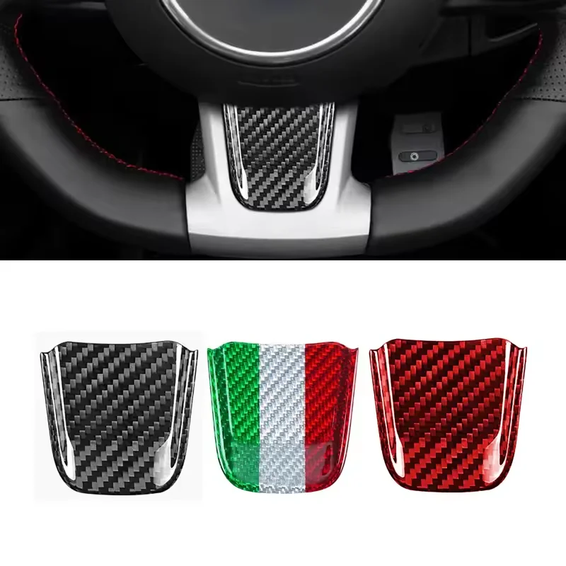 

Real Carbon Fiber Car Steering Wheel Bottom Cover Trim For Abarth 595 695 2017-2025 Auto Steering Wheel Decoration Accessories