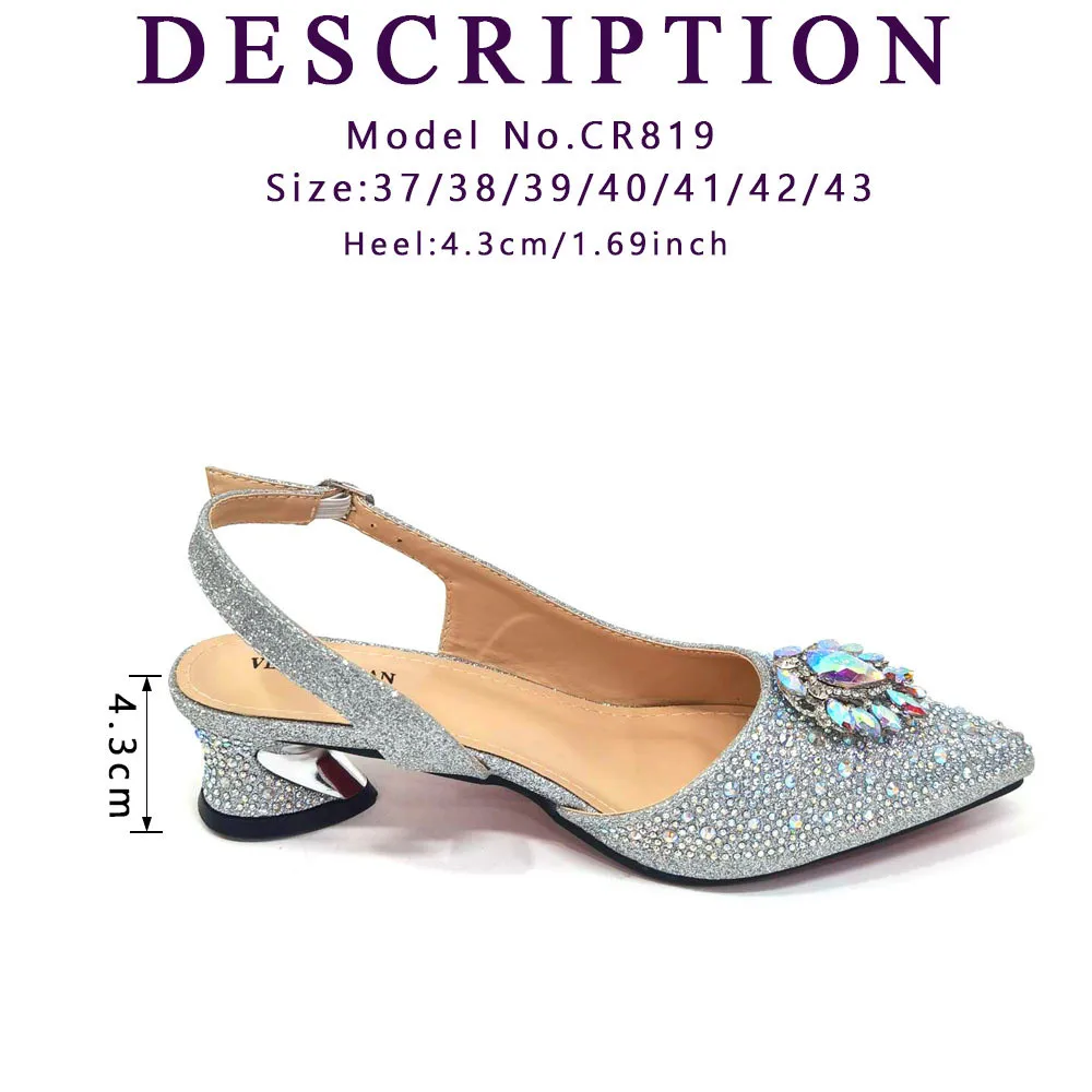 2024 Ladies High Quality Women\'s Pumps And Bag Italian Fashion Design Silver Mixed Color Bag For Nigeria Wedding Party