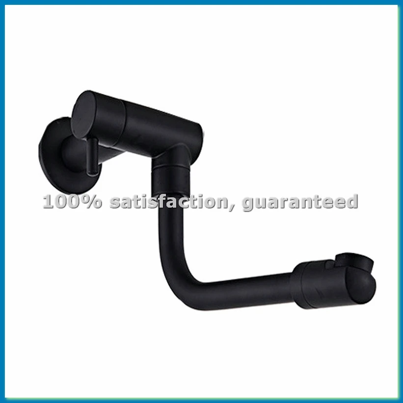 

Вращающийся на 360 градусов черный настенный смеситель для холодной воды из цельной латуни, кухонный кран для раковины, кран для хозяйственной мойки - ABWY