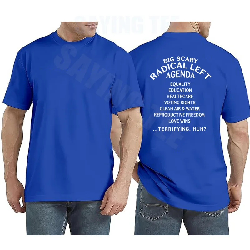 Big Scary Radical Left Agenda Sarkastisches T-Shirt Y2k Lustige Buchstaben Bedrucktes Witziges Spruch-T-Shirt Personalisierte Humor-Streetwear-Kleidung – Detail 8