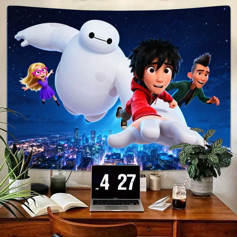 

1 шт. Big Hero 6 Baymax & Hiro Летающий гобелен, тема фильма Диснея, полиэстеровые настенные рисунки для детей, мальчиков и девочек, спальня, гостиная, деко