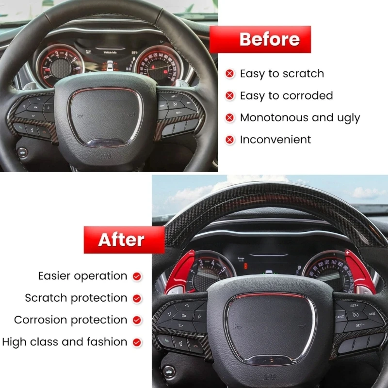 Pair Aluminum Steering Wheel Paddle Shifters Easy to Use for 15-21 Car Models
