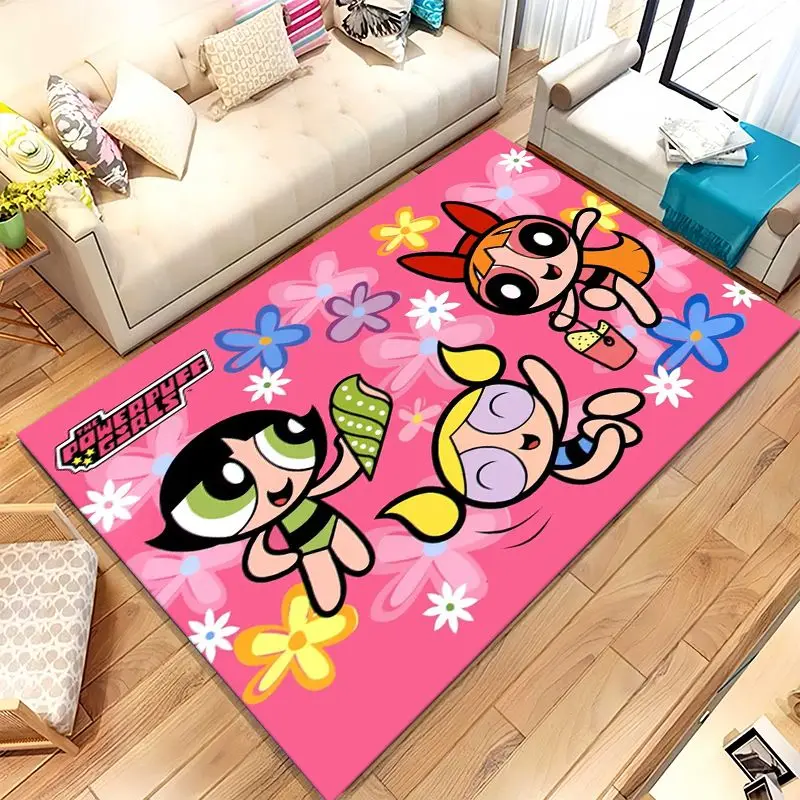 The Powerpuff Girls Blossom Cartoon Soft Non-Slip Large Area Rug for Living Room,Bedroom Playroom Carpet Mat for Sofa,Home Decor