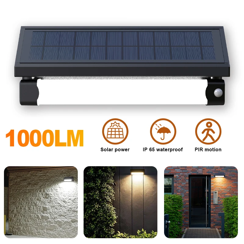 ACMESHINE 1000LMS Aluminum Solar Led Wall Lights Waterproof  With 3 Working Mode Solar Motion Sensor Garden Decoration Lighting