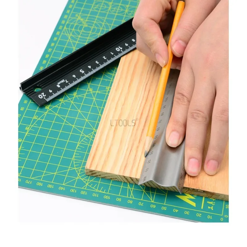 Stainless Steel L-shaped Protective Ruler Aluminum Alloy Antiskid Anti Cutting Injury Woodworking Cutting Hand Protection Ruler