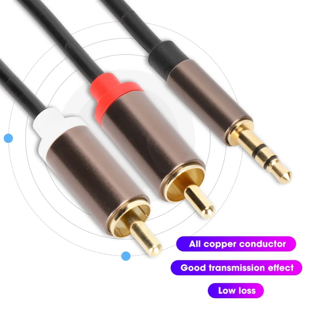 Versatile Compatibility 2-in-1 Audio Cable 3.5mm Portable 3.5mm to 2RCA Cable Y Splitter Cable Subwoofer