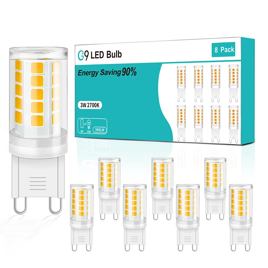 

3/8pack AC 220V G9 LED Bulb Spotlight No Flicker 3W G9 LED Corn Lamp Replace 30W Halogen Lamp 360LM Indoor Lighting Chandelier