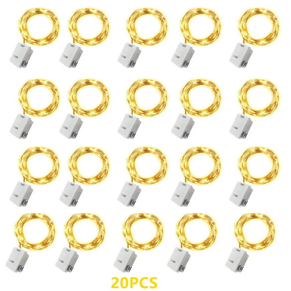 20 Pack String Fairy Lights 20Led 2M Silver Copper Wire Battery Powered Decorations Lights For Wedding Party Christmas Decor