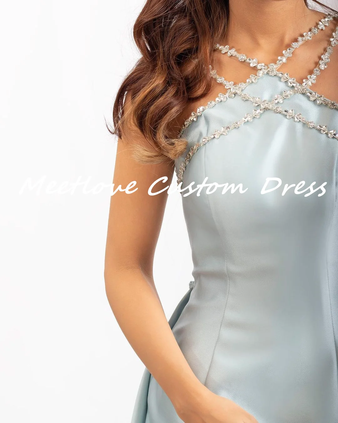 Meetlove Blue Rhinestone فستان حفلات الزفاف Formal occasion dresses Long dresses Dubai Luxury Evening Dress 2024 Birthday Dresse