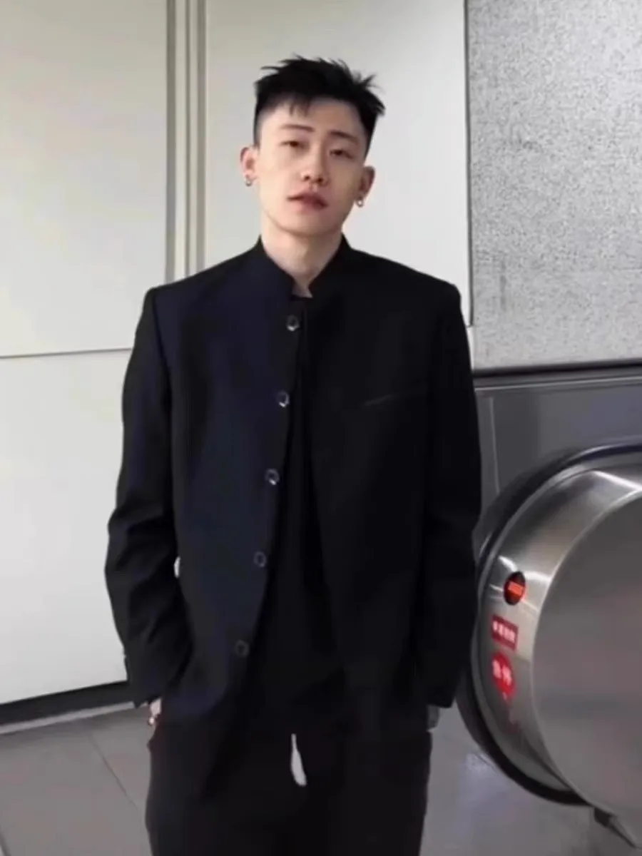 

New Chinese Sle Men's Jaet Coat Haome Zhaoanhe Spring Autumn Full Set Formal Wear Top Casual Stand Fit Long Sve