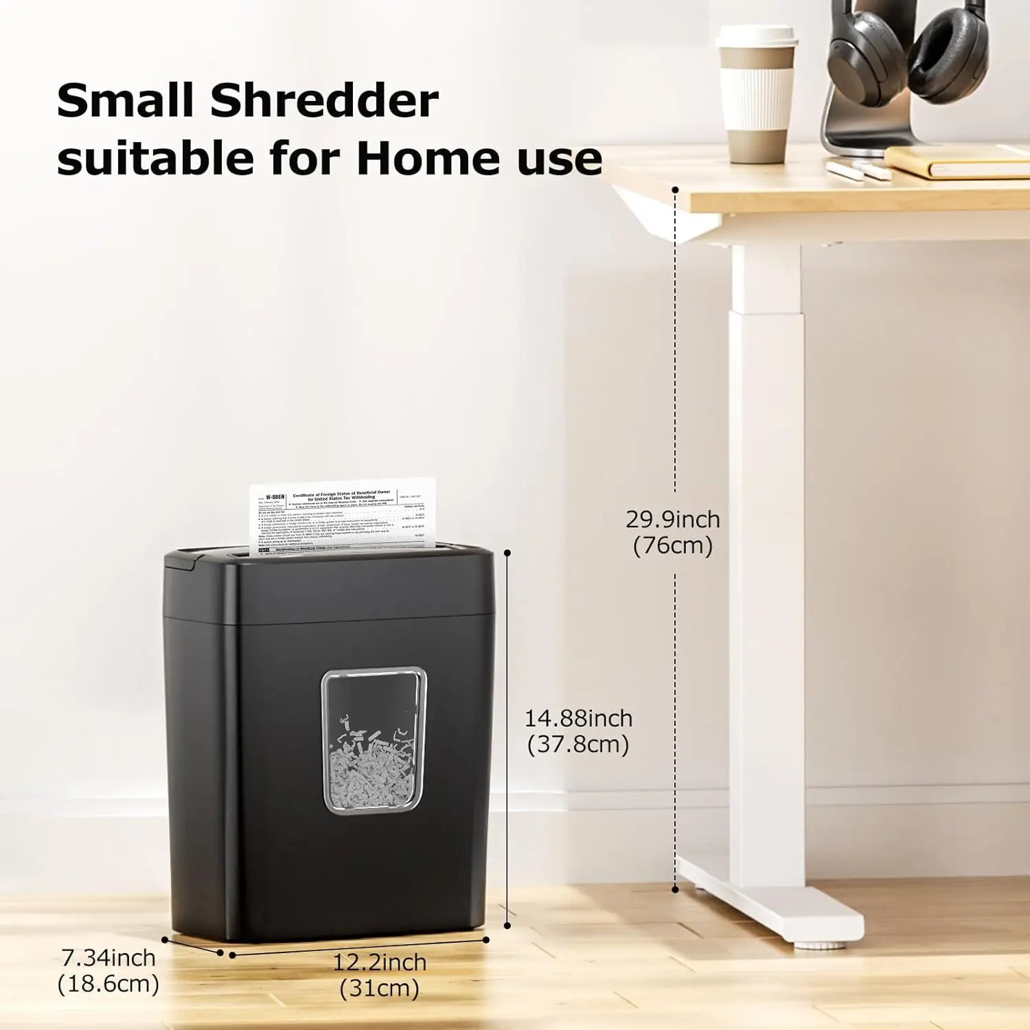 Bonsaii 8-Sheet Cross Cut Paper Shredder with hand for home use with 4.1 Gallon Wastebasket