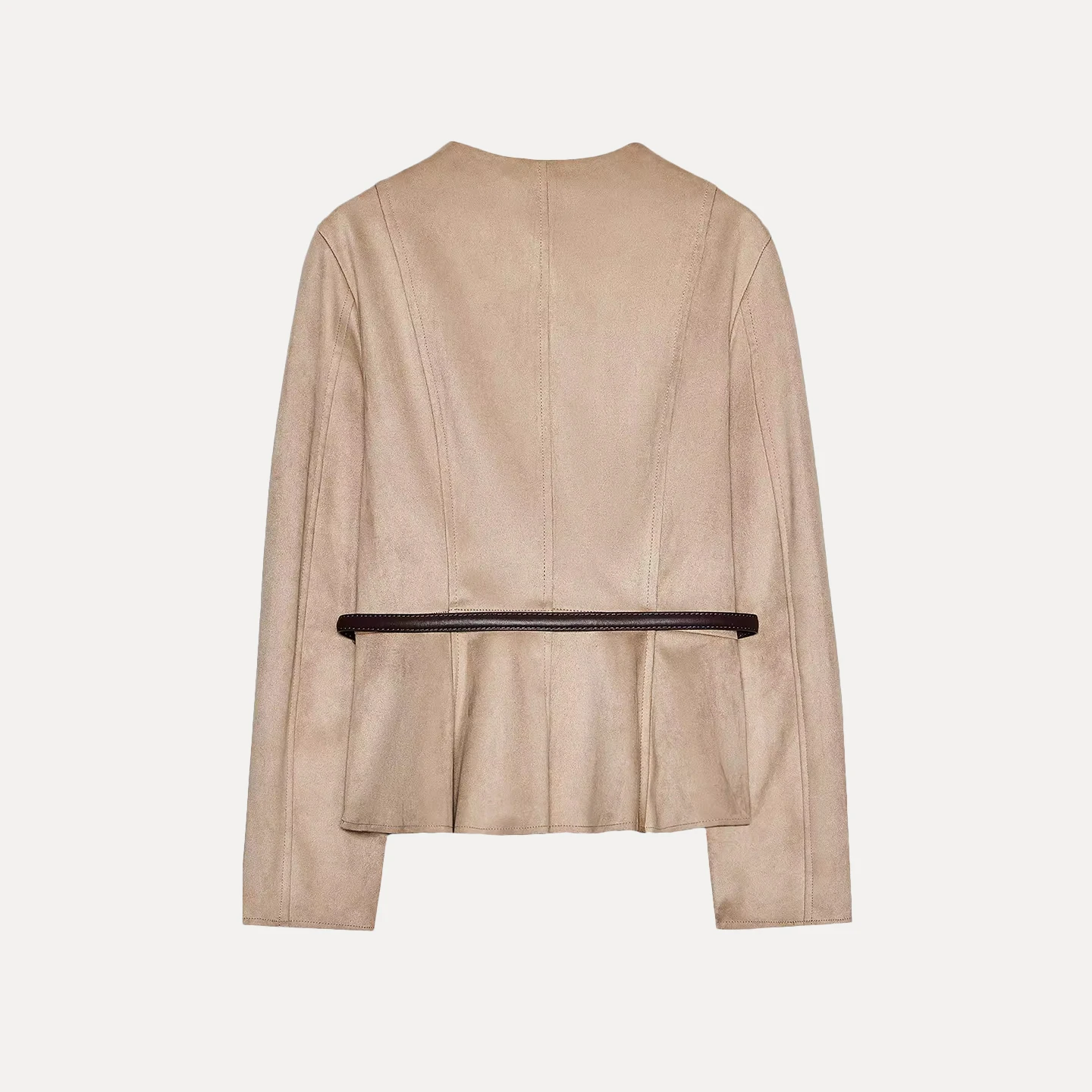 Damska spódnica ze sztucznej skóry z paskiem, nowa kolekcja 2025, europejski styl, dopasowany krój, odzież wierzchnia na jesień.