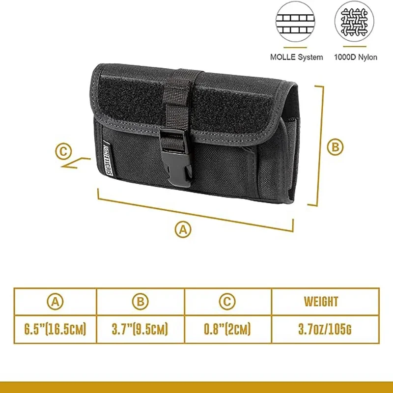 OneTigris-riñonera para deportes al aire libre, bolsa Horizontal MOLLE para teléfono móvil de 4,7 "/5,5", embalaje reutilizable