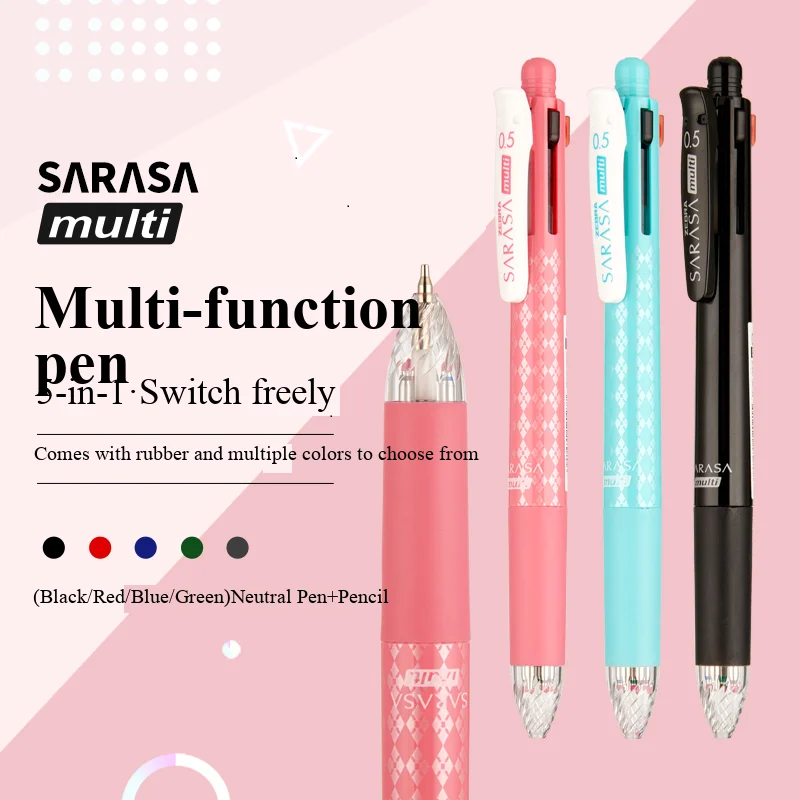 ZEBRA J4SA11 Multifunctional 4 Color Gel Pen & 0.5mm Mechanical Pencil, Students Exam Classification Notes Japanese Stationery
