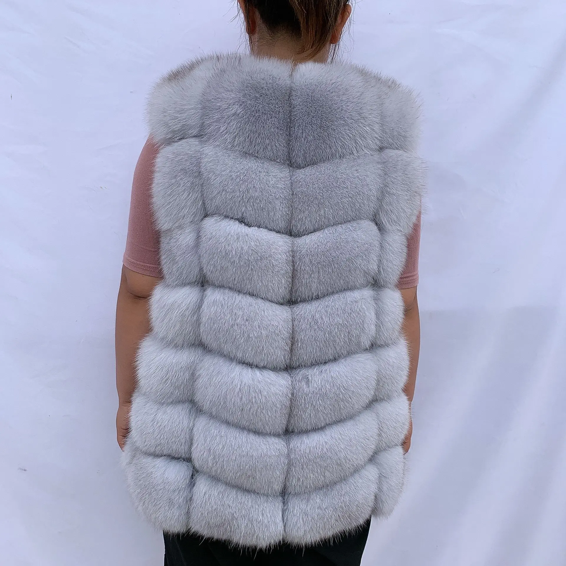 Gilet di pelliccia di volpe naturale cappotto autunnale invernale da donna gilet caldo realizzato in pelliccia naturale gilet di pelliccia reale gilet di pelliccia genuina pelliccia di pelliccia