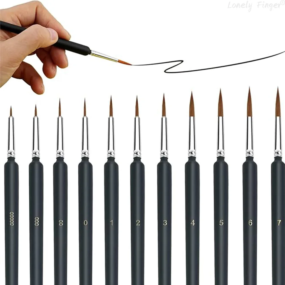 Detail Paint Brush Set, 11 PCS Fine Miniature Brushes, Detailing Painting Brush for Acrylic, Watercolor, Oil, Face, Line Drawing