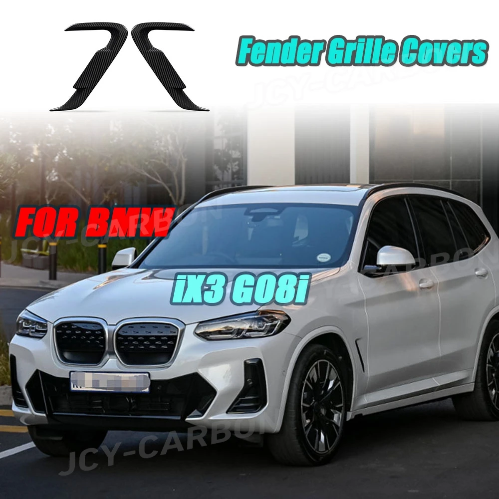 

Для BMW iX3 G08i 2022+ 2 шт., сухое карбоновое переднее волокно, боковое крыло, решетка воздушного потока, впускные вентиляционные крышки, отделка FRP, комплект кузова автомобиля