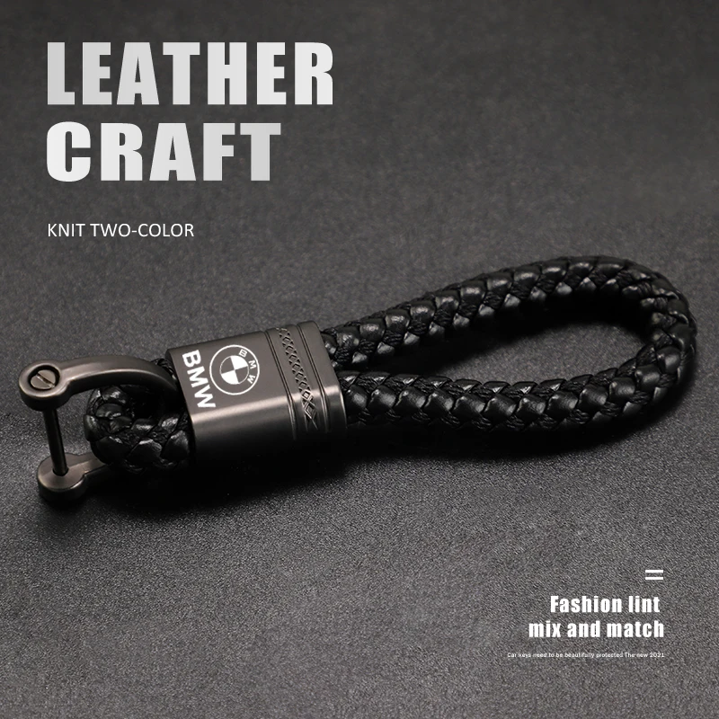 شعار سيارة حبل مضفر كيرينغ سلسلة مفاتيح معدنية اكسسوارات لسيارات BMW الأداء E46 F30 E60 E90 F10 X5 E70 E39 E36 E87 X7 E92 E91 E #6