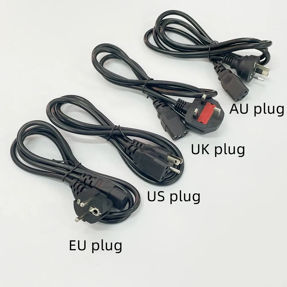 1.2M AC Power Cable Cord 3 Prong Connector EU US AU UK Plug IEC C13 Charging Line For Electronic TV Computer Printer Laptop