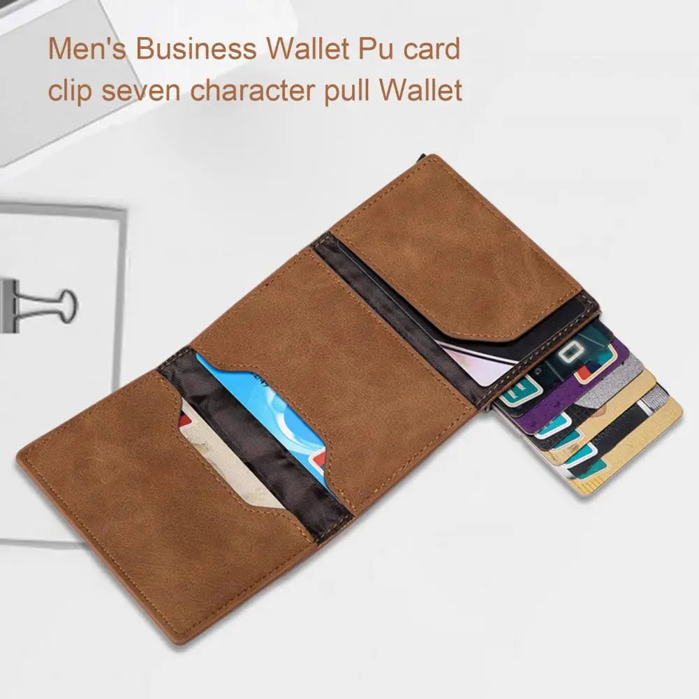 Men Wallet Large Capacity Slim Purse With Magnetic Buckle Wear Resistant Faux Leather Fashion Mini Purse For Shopping