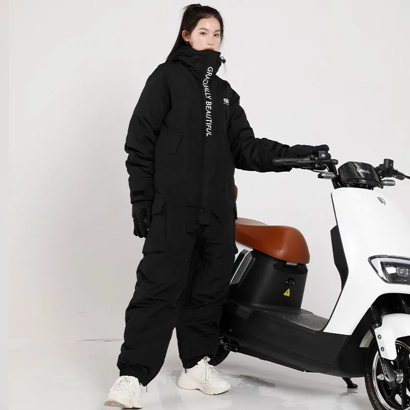 Waterproof Windproof Riding Cold-proof Clothes Winter Motorcycle Warm Thicken Plush All-in-One Clothing Snowmobile Suits