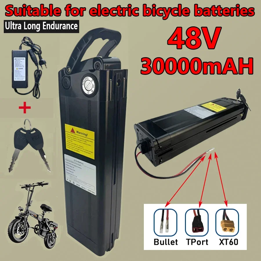 Silver Fish 48v 30000mah 18650 Electric Bicycle Lithium Battery Bottom Discharge+Charger