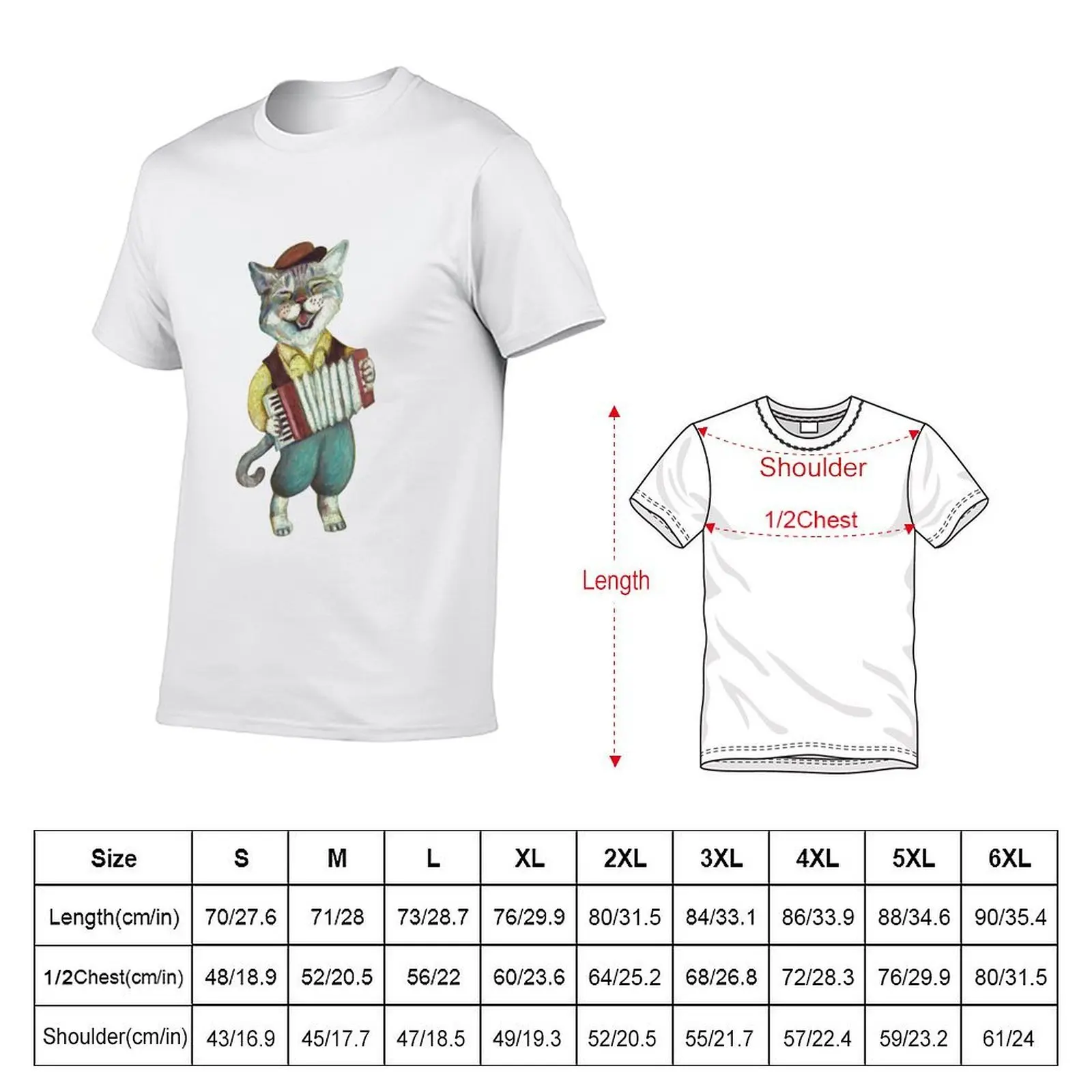 Cat Playing the accordion T-Shirt anime clothes summer tops Men's t-shirts