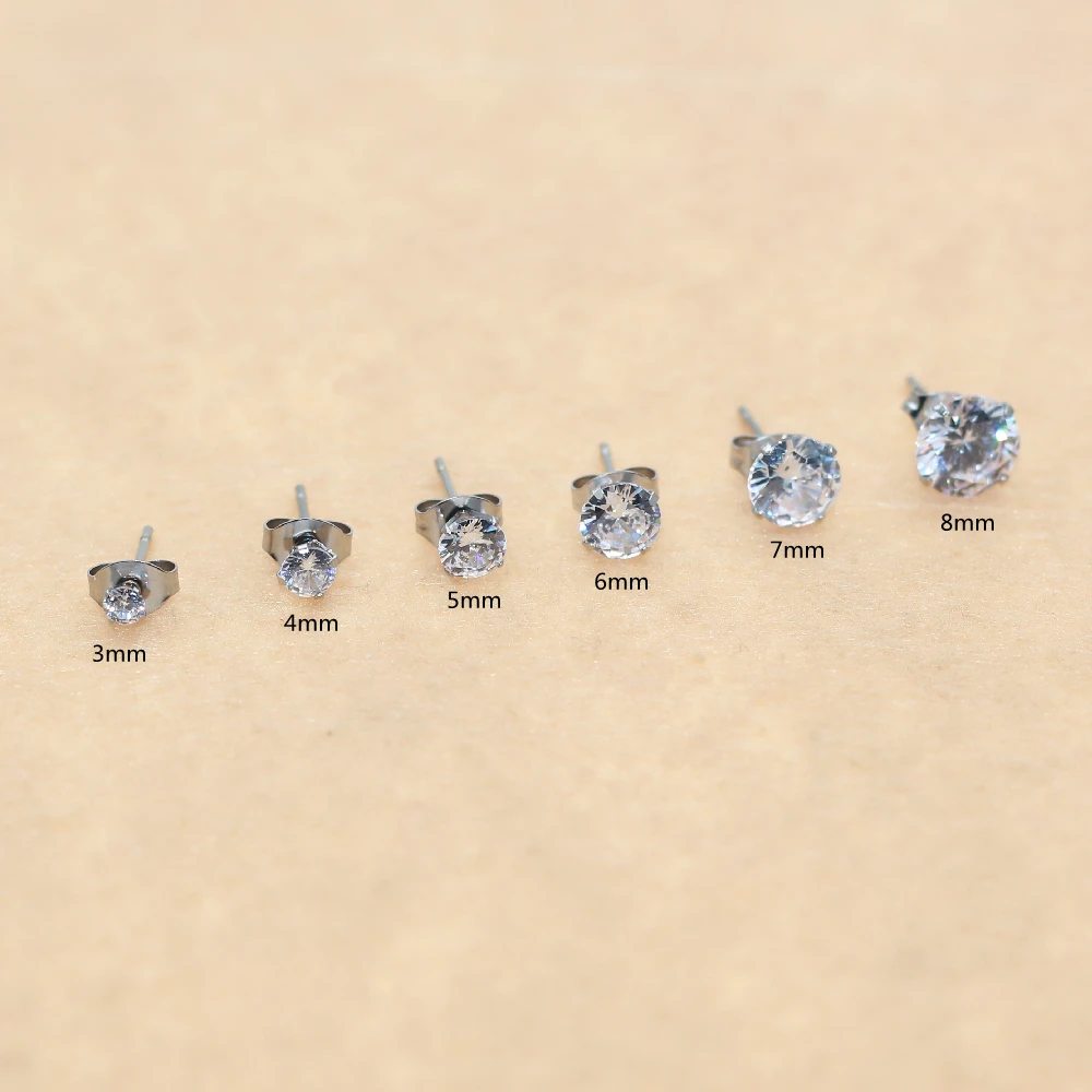 PE10 Earrings With AAA Round Clean Zircon Stainless Steel Earring IP Plating No Fade Allergy Free Quality Jewelry