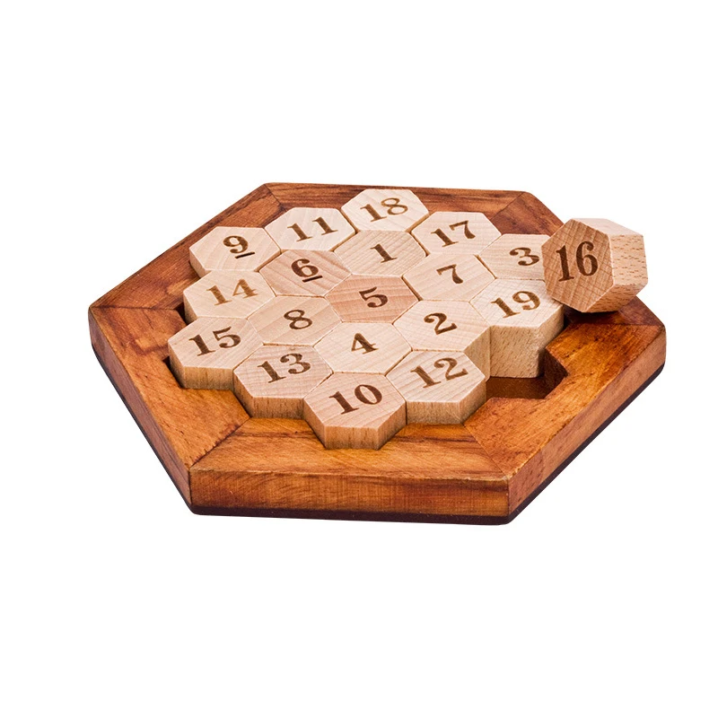 Wooden Hexagonal Puzzle Number Sudoku Board Game IQ Toys For Adults Kids Rompecabezas De Madera Educatief Speelgoed