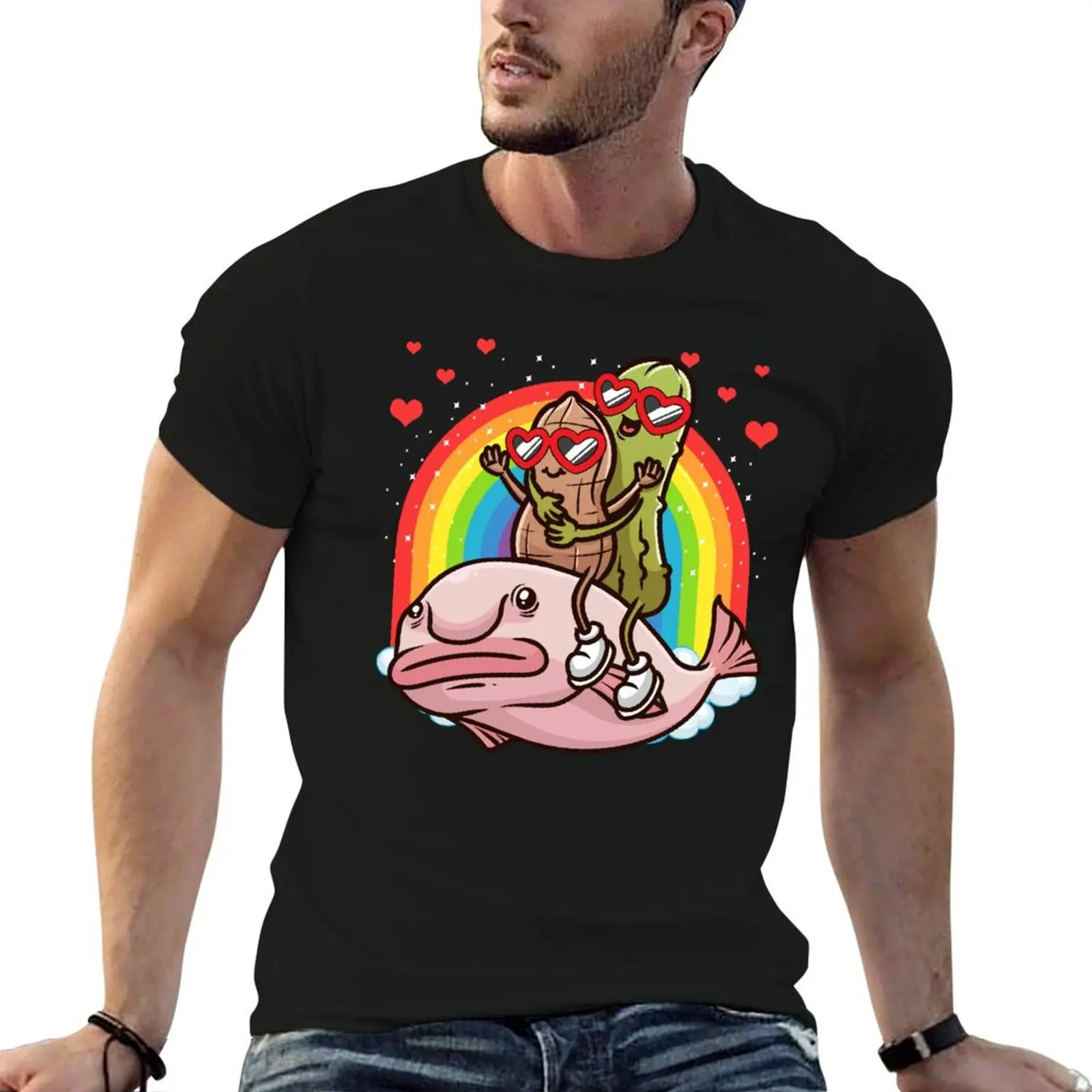 Peanut and Pickle On Blobfish T-Shirt anime figures man clothes plus sizes mens t shirts casual stylish