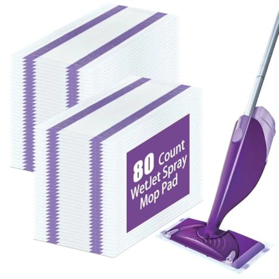 

Набор из 80 одноразовых сменных насадок DOCXCDO для швабры Swiffer Wet Jet Spray Mop, для сухой и влажной уборки, совместим с Swiffer Wet Jet