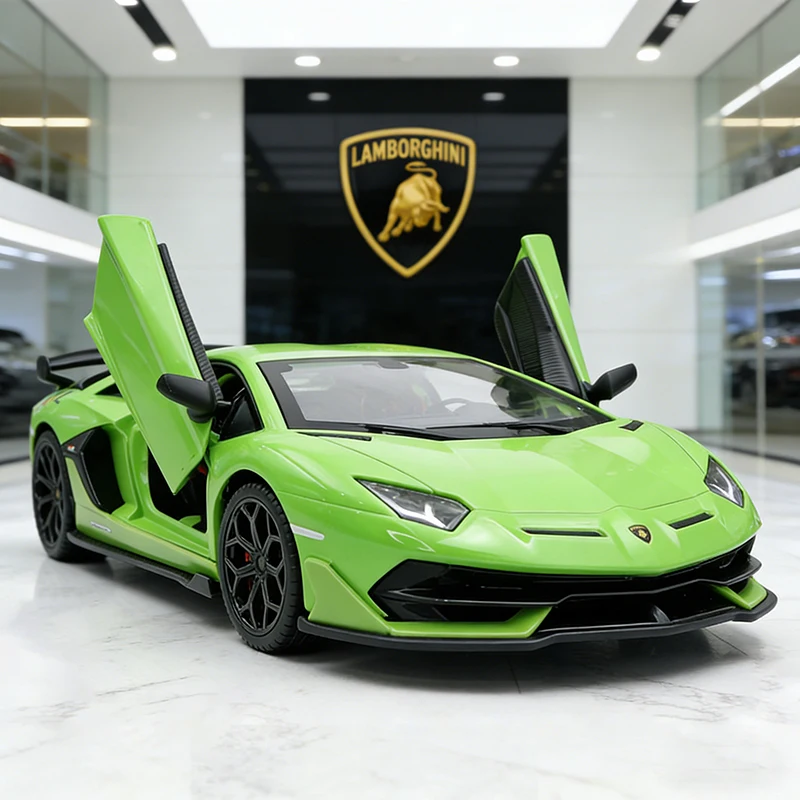 

1:32 Lamborghini Aventador SVJ Суперкар, модель автомобиля из сплава, игрушечный автомобиль, литье под давлением, звуковой и световой автомобиль, игрушки для детей, автомобиль