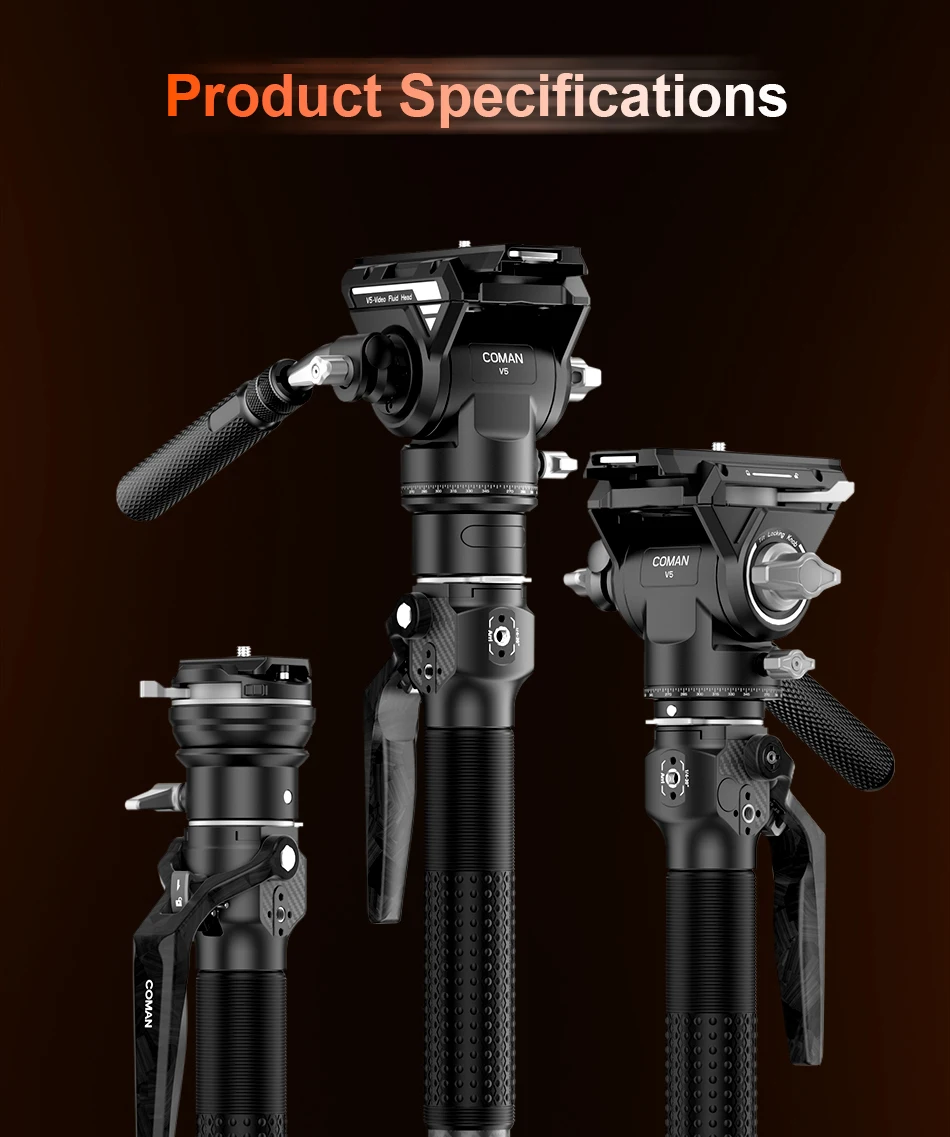 COMAN M1 Kohlefaser-Einbeinstativ mit Schnellwechselplatte für DSLR-Kameraständer, One-Click-Hebe-Reise, leichter Halter – Detail 19