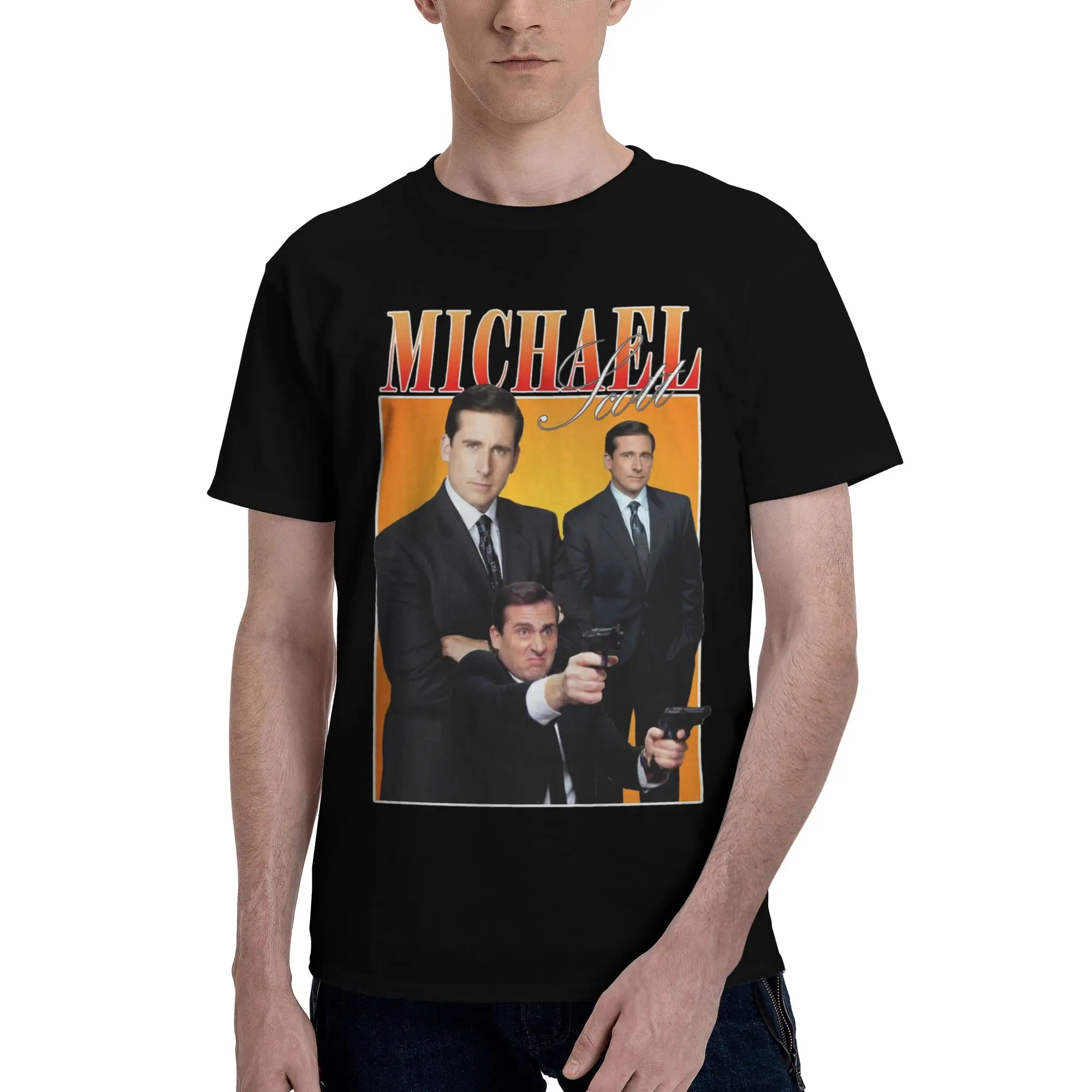 Michael Scott Homage The Office Men T Shirt TV Show Hipster Tees Short Sleeve Round Neck T-Shirts 100% Cotton Printed Clothes