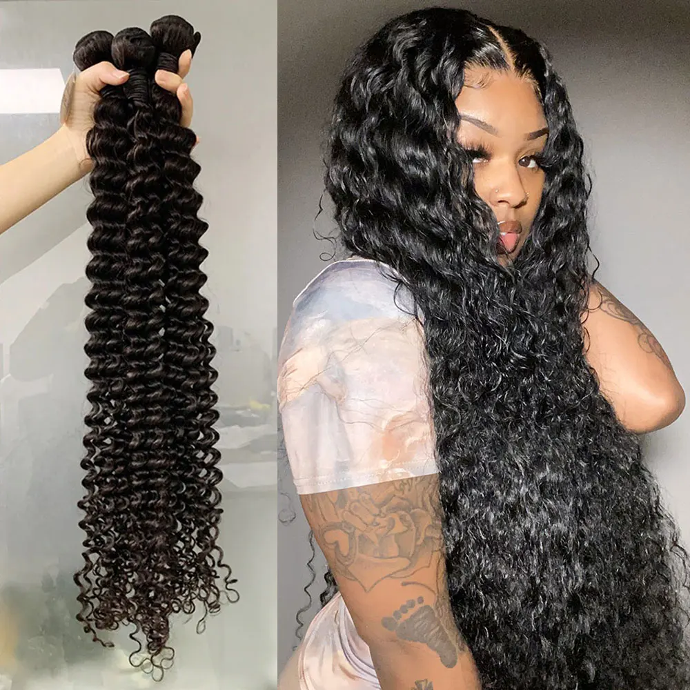 Romola Curly Human Hair Bundles 100% Loose Deep Wave Bundles Natural Brazilian Water Wave Hair Extensions 30 Inch 1/3/4 Pcs