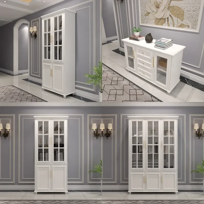 for  Light Luxury  Cabinet High Integrated Wall Design Simple Modern Solid Wood Tea Storage Cabinet