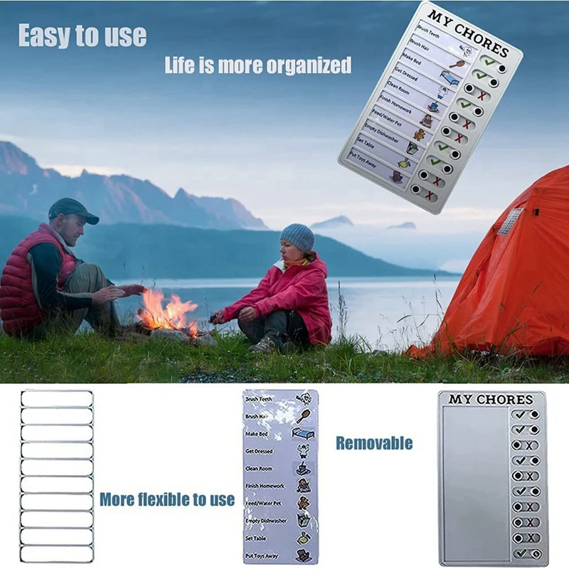 3X My Chores Checklist Memo Plastic Board, Detachable And Reusable Creative Memo Checklist For Check Items And Form