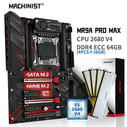 MACHINIST-Kit combinado de placa base X99, CPU Xeon E5 2680 V4, LGA 2011, procesador 3, 64GB, 2133MHz, DDR4 memoria RAM, NVME M.2, cuatro canales