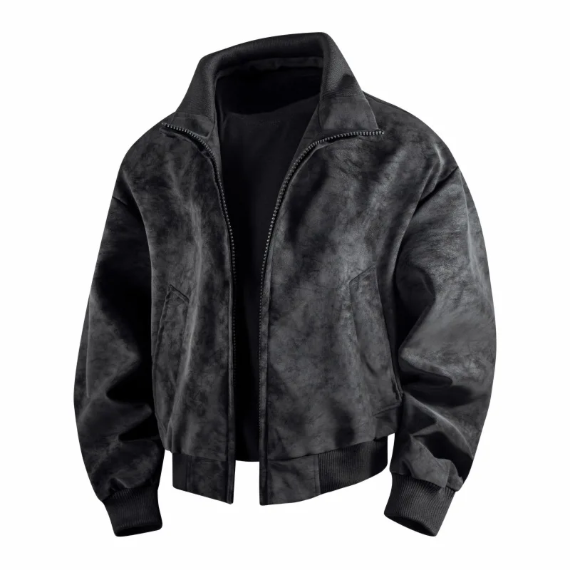

2026 American Retro Leather Jacket Mens Spring Autumn Winter Trendy Loose Casual Motorcycle Outerwear windproof warm jacket