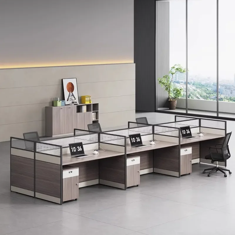 for Screen Office Desk and Chair Combination Staff Customer Service Station Double Four Simple Teacher Accounting Clerk