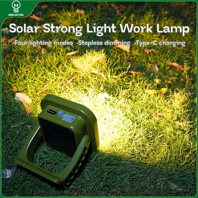 MOSLIGHTING Solar Rechargeable Floodlight Work Maintenance Emergency Lights Cool Camping Gear Lantern Flashlights Led Outdoor