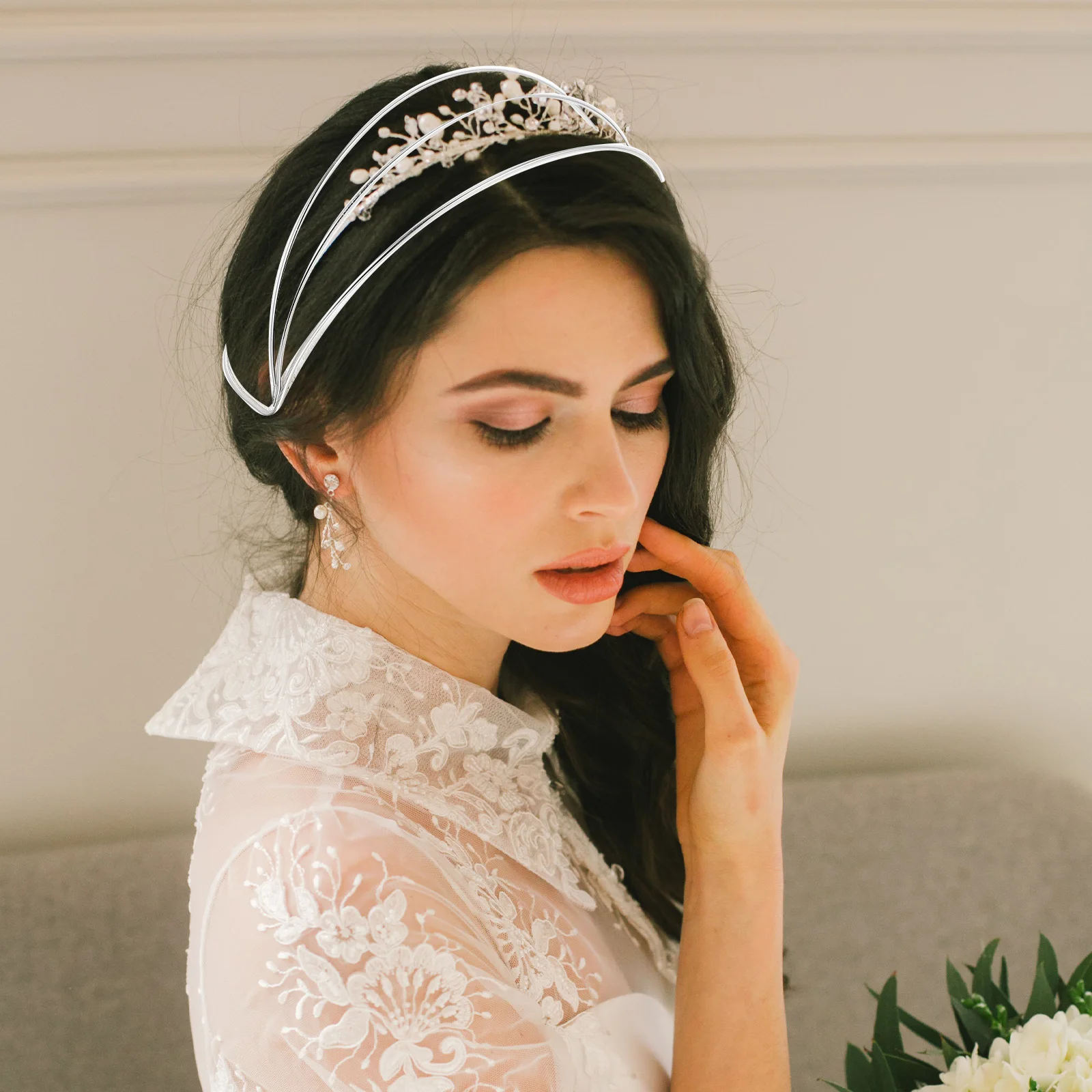 

2Pcs Crown DIY Base Headdress Frame Hair Wear Craft Iron White K Headband Accessories for Women Party Wedding Banquet Hair Tools
